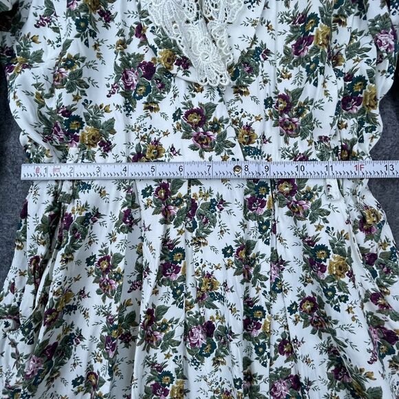 Vintage S L Petites Dress Womens 12 Floral Lace Prairie Cottage Farm Secretary - Picture 4 of 7